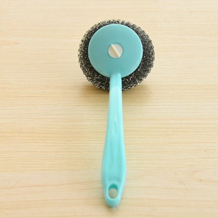 Köksuppsättning med rostfritt stål svampduk med handtag för obehandlad köksutrustning, kastrullborste, spis