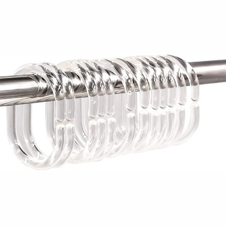 24 stk C-formede dusjforhengringer i plast, gardinkroker for Do