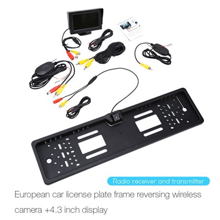 Trådløst bakkamera bilnummerplade 170 graders 4,3 tommer TFT-skærm