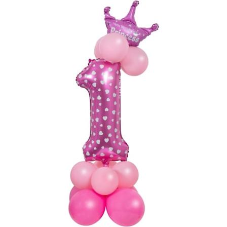 32 Tums Stora Nummerballonger, Folieballonger med Helium för Dekoration på Fester, Födelsedagar (Rosa Nummer 1)