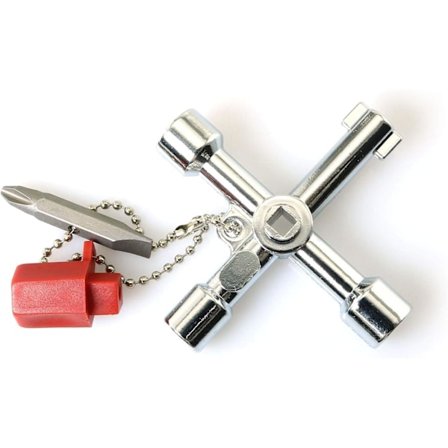 4-vägs multifunktionell universalnyckel med bits, zinklegering, universellt krysshuvud för styrskåp, multifunktionell nyckel för elskåp, vatten