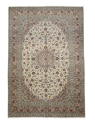 Keshan Rug Hand Knotted 292X407 Brown/Dark Grey Persia