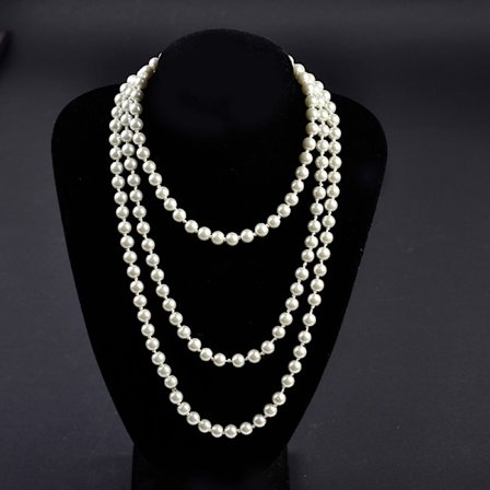Imitasjonsperlekjede, langt, 150 cm, trendy stil, lange kunstige perler