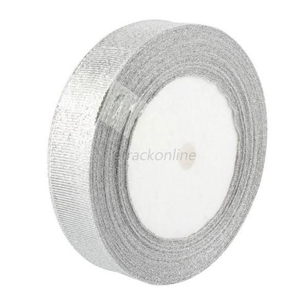 1 Rulle(25yard=22,89 mt.) Silverfärgad Organzaband 30 mm. bred