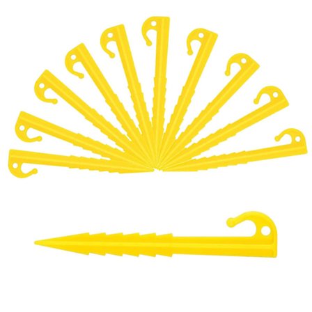 Plastteltplugger, Plast Spiralteltplugger, Plast Hageplugger, Gula Teltilbehør, For Festning av Teltet, Markiser, Blomster, 10 Stykker