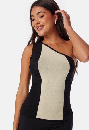 BUBBLEROOM - Striped One Shoulder Knitted Top - XL