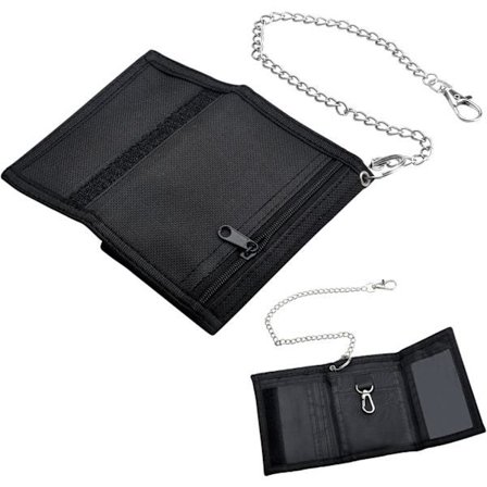 Lommebok Barn Ultratynn Lommebok Gutter Myntveske Barn med Kjede Klips Glidelås Sammenleggbar Trifold En, 12 x 8 x 1 cm
