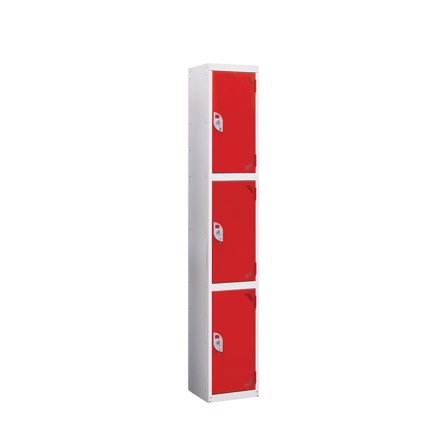 Wet area locker, 3 doors, 1800x300x300 mm, red