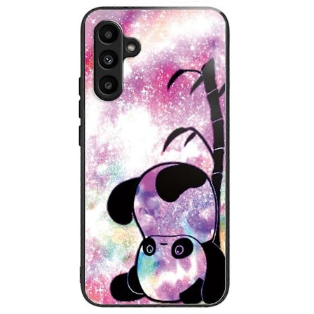 For Samsung Galaxy A55 5G Herdet Glass Deksel TPU Ramme Mønster Beskyttende Telefon Deksel