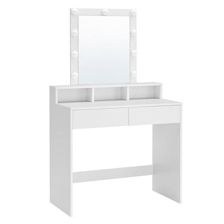 Sminkebord med LED-speil - Justerbar Belysning, Romslig Oppbevaring