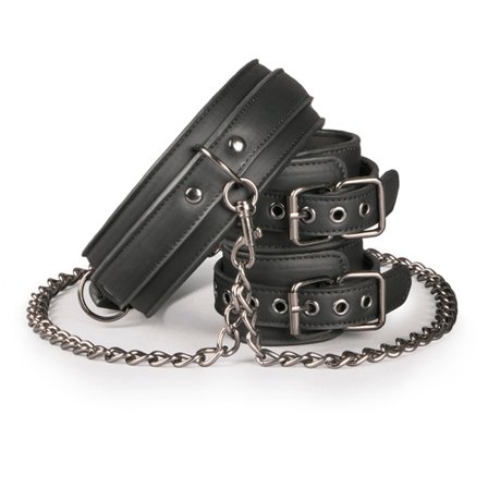 Easytoys Leather Collar With Handcuffs