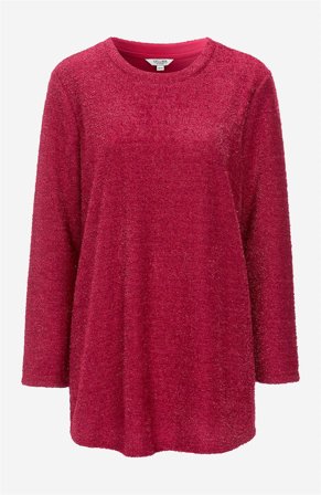 Cellbes of Sweden - Glittrig, stickad tröja - cerise / glitter - för damer - 42/44