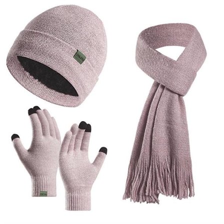 Elastisk pustende hattsett langt skjerf berøringsskjermhansker nydelig motehatt for familieutflukter og temafester medium grå