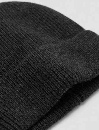 Mango Ribbed Wool Hat - Grey - ONE SIZE