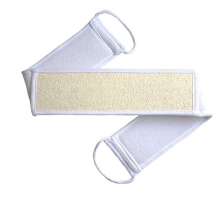 Vit badremsskrubb med band, ekologisk exfoliator, massage rygg S