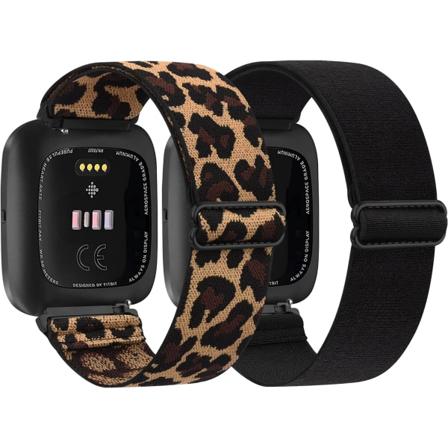 2-pack remmar som är kompatibla med Fitbit versa3/4-rem - Snyggt ersättnings elastiskt armband