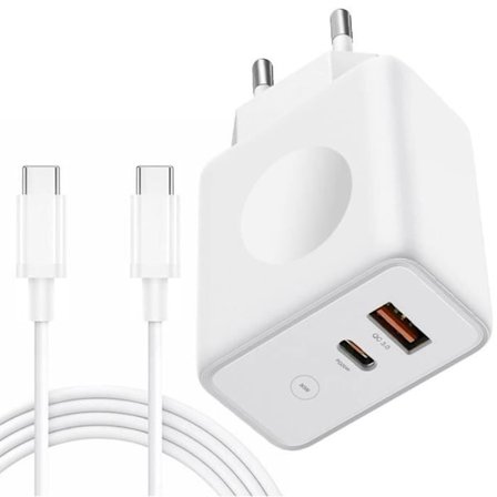 30W 2-Port Snabbladdare + 20W 1M USB-C till USB-C Kabel för iPhone 16 Pro Max - iPhone 16 Plus - iPhone 16 Pro - iPhone 16