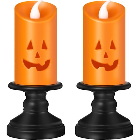 2 st Halloween pumpaformad LED-lampa med knappbatteri Ha