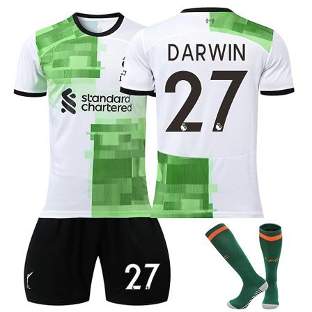 23/24 Uusi Kausi Vieras Liverpool F.C. DARWIN Nro 27 Lapsen Jersey-paketti Barn-24