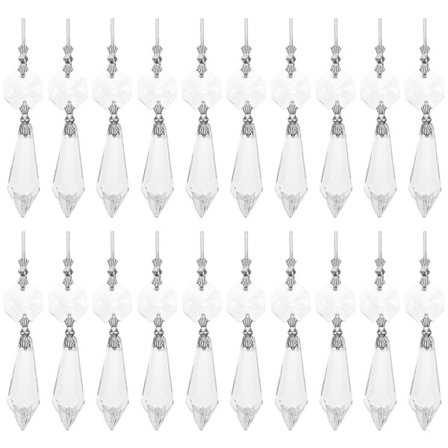 20 st kristallkronor istapp prisma ljusstake ersättningsdelar (7,2X1,2X0,6CM, som visas på bilden)