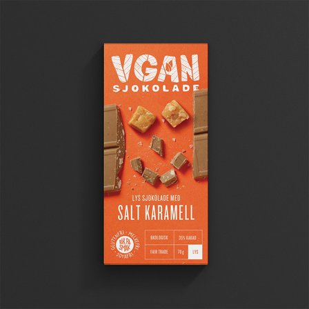 VGANVegan white chocolate with salty caramel and almonds 70.0g