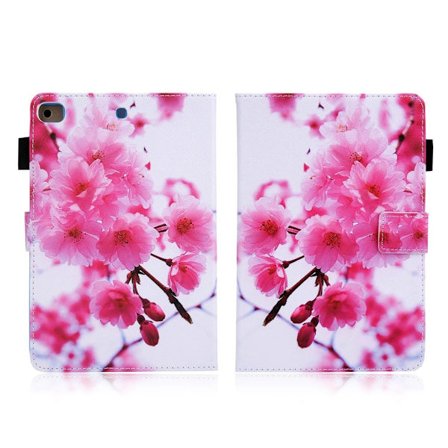 Cool mönstrad läder flip fodral för iPad Mini (2019) - blomstrande plommonträd