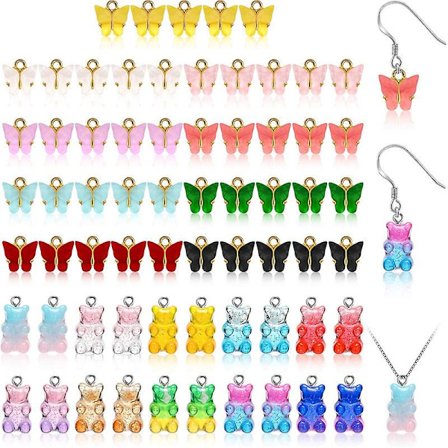 65 stk Smykkelagesett, Charms Anheng, DIY Perlesett for Armbånd Halskjeder Laging Barn Voksen