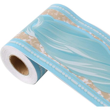 Tapetbord Klistremerke Veggbelegg PVC Gulvbord for Kjøkken Toalett Soverom Veggdekor Papir 10*1000cm Blått Bølgemønster