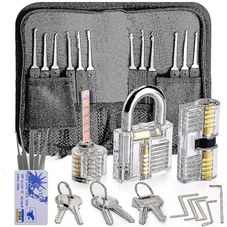 30-delad låsplockningsset, låsplockningsset med 3 transparenta träningslås och instruktioner [XC]