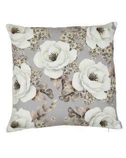 Kuddfodral Cornelia med tryckt blommotiv och randig baksida 1-pack Ljusgrå - Fondaco