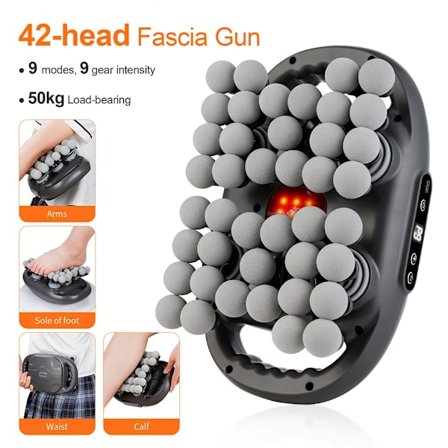 42-Heads Fascia Gun Högfrekventa vibrationer Kroppsmassagepistol Rygg- och midjamassör Nacke Skuldermassager Muscle masajeador