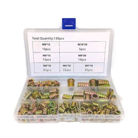 130ST Gjengeinnsatser for tre, treinnlegg Skrumutter