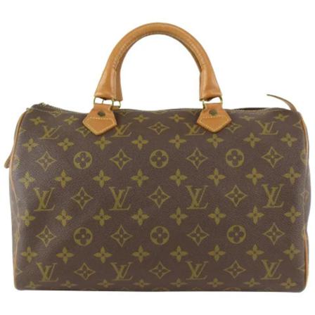 Louis Vuitton Vintage, Pre-owned Speedy 30 Monogram Handbag Bruin, Dames, Maat:ONE Size,leer
