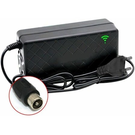 24V 2A Hurtigoplader til Elcykel, 29.4V 2A Lithium Batterioplader med Køleventilator, RCA Stik, Kompatibel med E-cykler