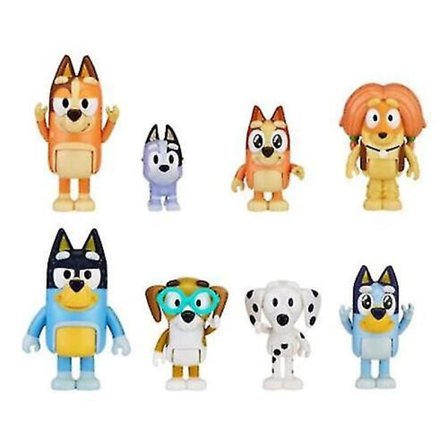 8 stk. Cartoon Animation Bluey Bevegelige Dukker Pvc Leker Action Collection Model Figurer
