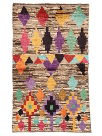 87X147 Tapis Berbère Colourful Moderne Marron/Rouge Foncé (Laine, Afghanistan) Carpetvista