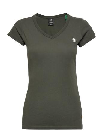 Eyben Stripe Slim V T Wmn SS T-shirt Top Grøn G-Star RAW