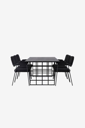 Venture Home - Spisegruppe Ystad med 6 stk stoler Yesterday - Svart - Spisegruppe 6 personer - Fra Homeroom