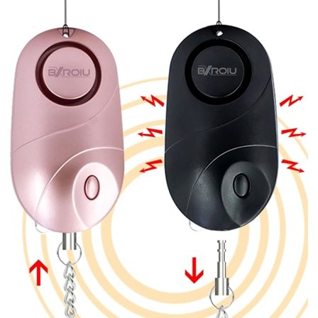 Personlig alarm med sirene, selvforsvar, sikkerhedsnøglering (rosaguld +