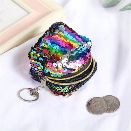 Children's Coin Bag Change Color Sequins Mini Wallet Women Fashion Bling Mini Purse Sequin Bag Key Chain Pouch Small Gift