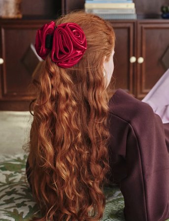 Becksöndergaard Organza Flower Hair Claw - Red - ONE SIZE