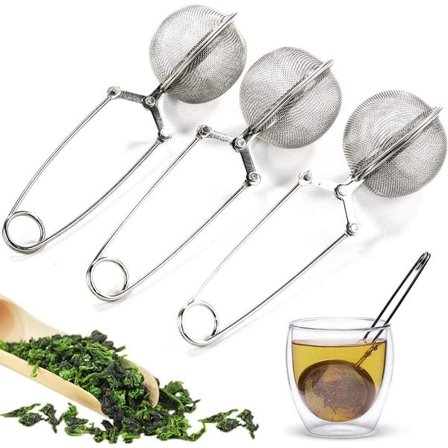 3 stk. Te-kule Sil, Rustfritt Stål Sil, Kuleformet Te