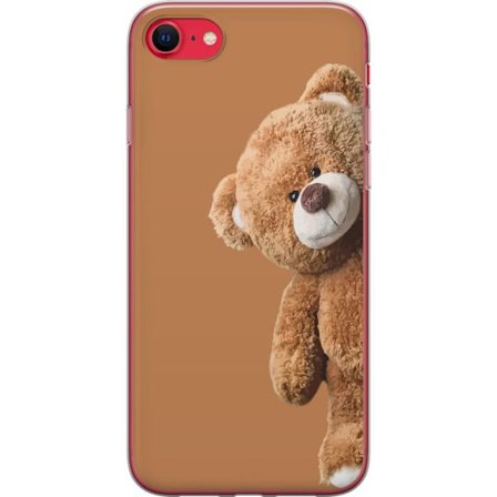 Kompatibelt Mobilskal till Apple Apple iPhone 8 Nalle tittar fram på brun bakgrund söt minimalistisk design med värme trygghet och lekfull ton