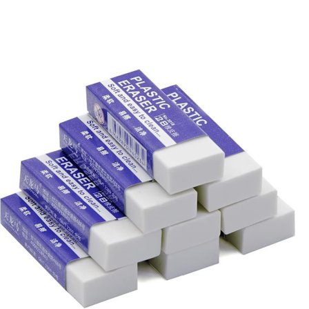 Sæt med 9 hvide viskelædere, 2B plastikblyantsviskelæder med opbevaring, ZQKLA