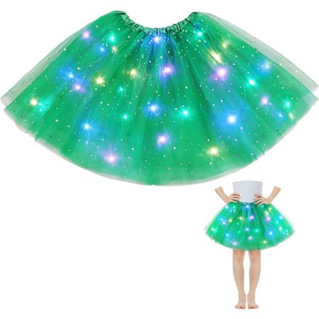 Skjørt for jenter med LED-lys, tyllskjørt for barn med fôr, tykk ballettdans festlig festival kjole for Halloween