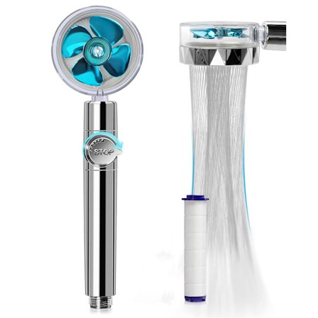 Handdusch, Vattenbesparande Anti Kalk Duschhuvud, Universellt Filter Duschhuvud, 360° Helix Duschhuvud, Med 1 PP Bomullsfilterelement (Blå)