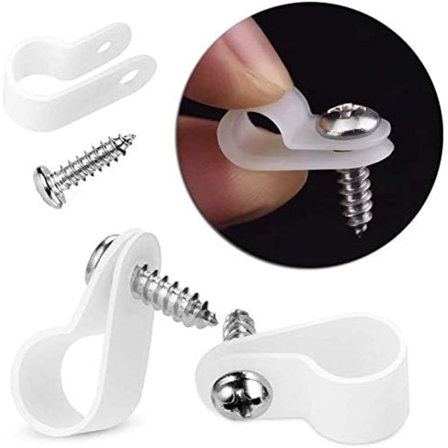 100 stk Nylon Kabelklemme Kabelhåndtering Hengende Ledningsholder (Skruer Inkludert)