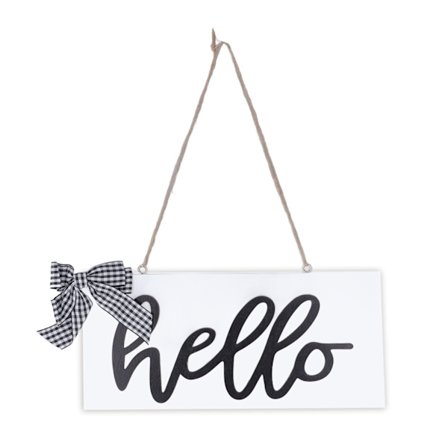 Hvit Hei Dørskilt med Tau i Tre, Veggdekorasjon for Butikk