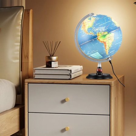 Jordglob med belysning 30 cm / Världsglob med LED-ljus