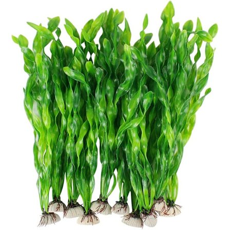 Kunstige sjøgress vannplanter for akvarium, plast fisketank plantedekorasjoner 10 stk (grønn) 30cm
